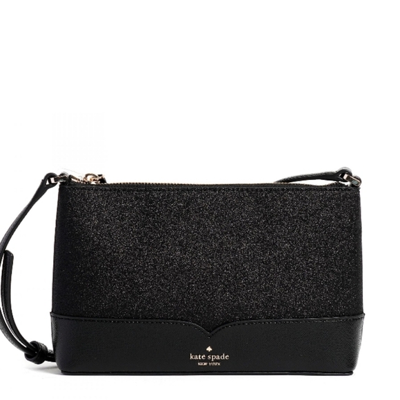 kate spade Handbags - Kate Spade, NWOT, Glittery Crossbody Bag, Zipper Closure, Color Black